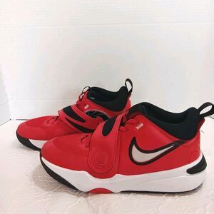 Nike Team Hustle D 11 GS Red Black White Strap Basketball Shoes 7Y